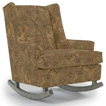 Paisley Button Tufted Rocking Chair with Wood Runners